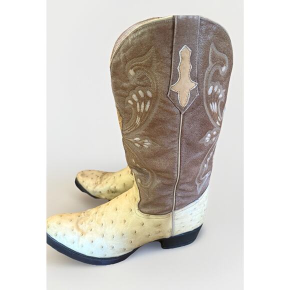 El Padrino Western Full Quill Ostrich Cowboy Boots Size 13 US Light Brown Upper main image 6
